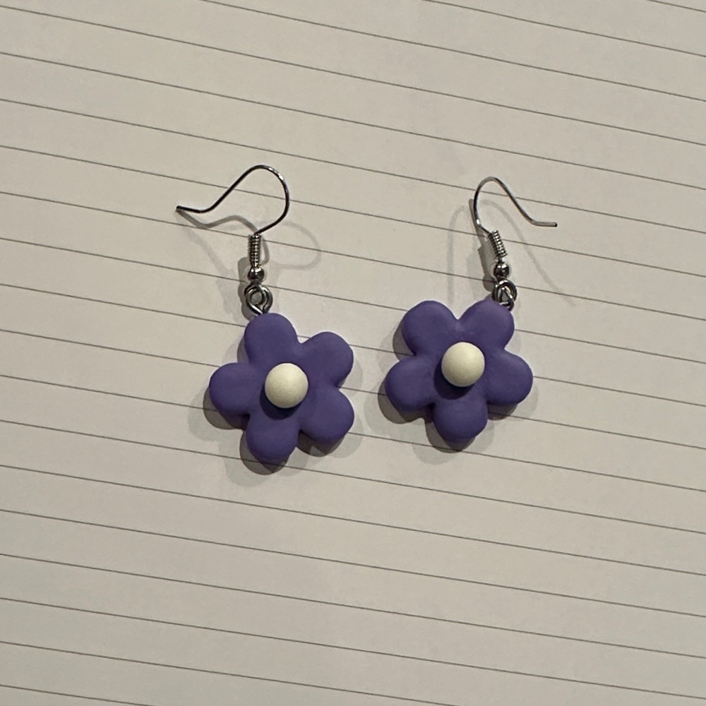 Purple Flower Earrings